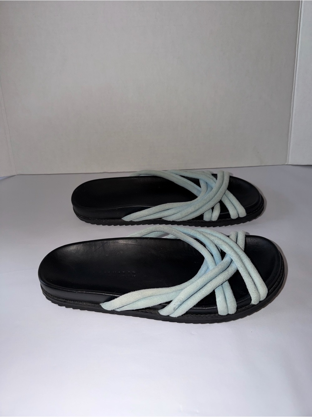 Freda Salvador Laura Sides In Black With Light Blue Straps Sz Women’s 10
